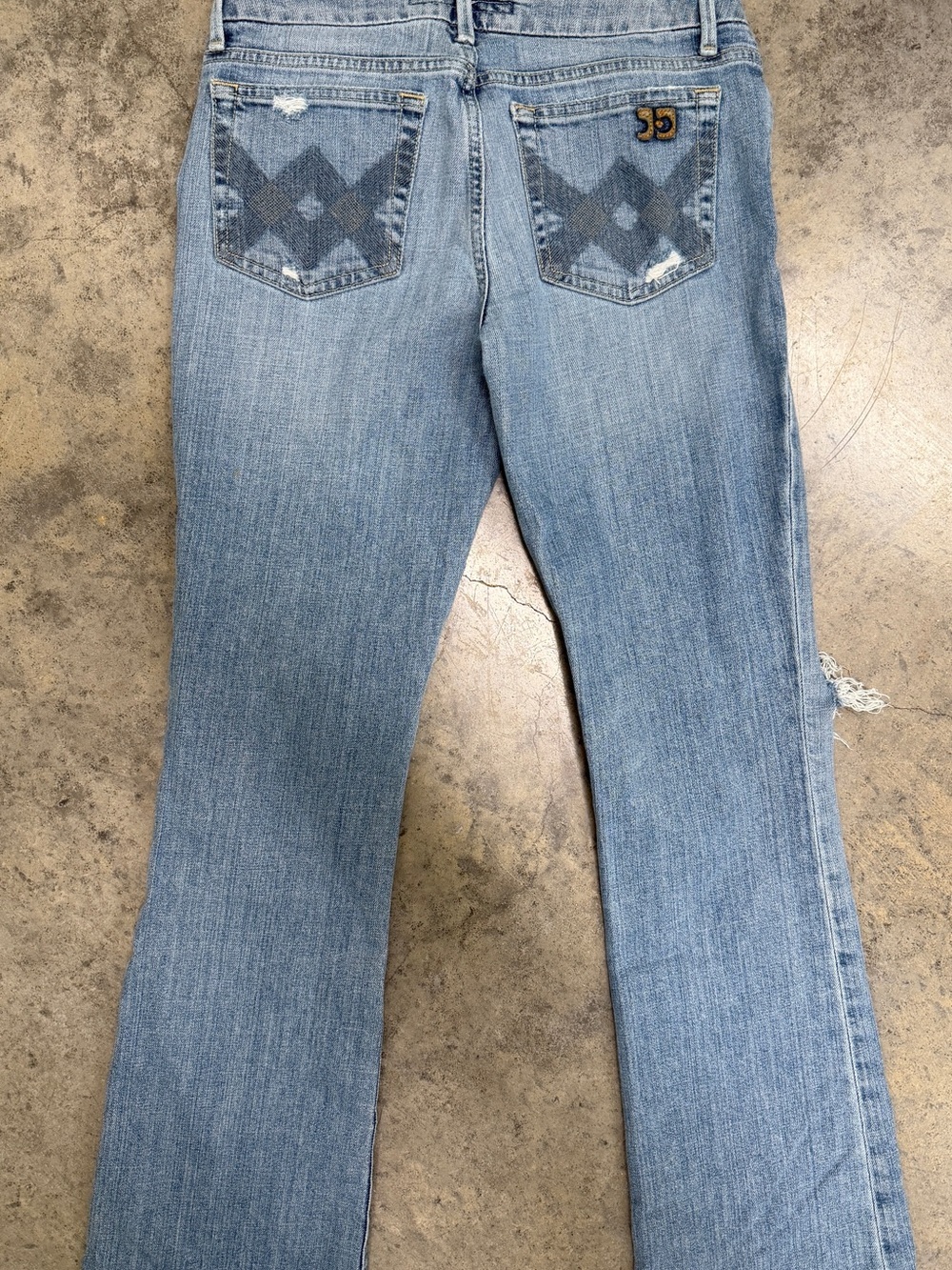 Y2K Joes Jeans Light Blue Flare Low Rise Jeans with Diamond-Pattern Back Pocket